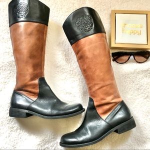 Vince Camuto Kellini Riding Boots Black and Brown